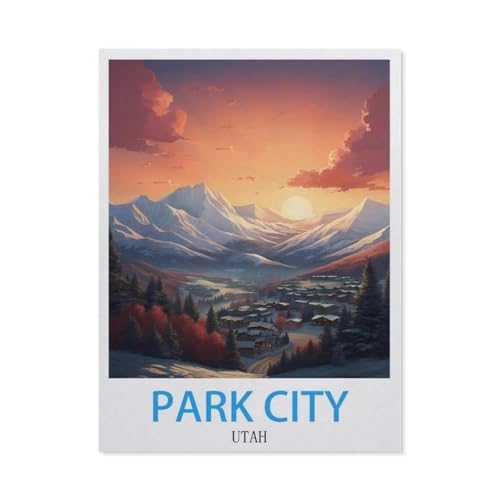Park City Utah Vintage Reiseplakate，Puzzle 1000 Teile,Intellektuelle Entwicklung Pädagogisches Nach Hause Interessante Dekompression Brain Challenge Puzzle Für Jugendliche Kinder（75x50cm）-CC77 von YYHMKBYY