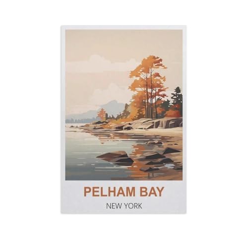 Pelham Bay, New York，1000 Stück Erwachsene Holz Landschaft Puzzles Für Kinder Lernspielzeug Geschenke（75x50cm）-GF86 von YYHMKBYY
