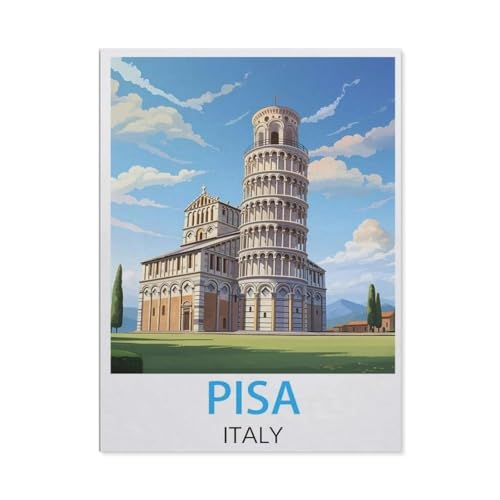 Pisa Italien, Vintage-Reiseposter，1000 Stück Erwachsene Holz Landschaft Puzzles Für Kinder Lernspielzeug Geschenke（75x50cm）-AH6 von YYHMKBYY