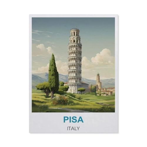 Pisa Italien Vintage Reiseplakat，Puzzle 1000 Teile Holz Puzzle Geeignet Für Erwachsene Kinder Familien Stressabbau Puzzlespiele（75x50cm）-BZ78 von YYHMKBYY