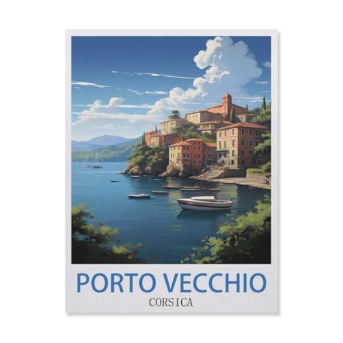 Porto Vecchio Reiseposter Korsika，Puzzles, 1000-teiliges Puzzle Für Erwachsene Und Kinder Ab 10 Jahren（38x26cm）-GN7 von YYHMKBYY