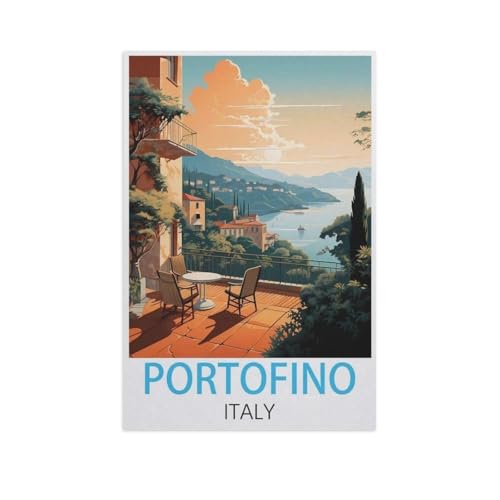 Portofino Italien，1000 Stück Erwachsene Holz Landschaft Puzzles Für Kinder Lernspielzeug Geschenke（75x50cm）-FW31 von YYHMKBYY