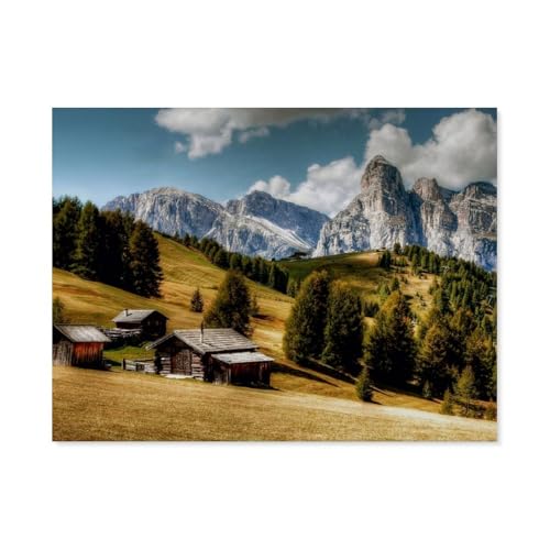 Pralongia ALM mit Sassongher，1000 Stück Erwachsene Holz Landschaft Puzzles Für Kinder Lernspielzeug Geschenke（75x50cm）-AP77 von YYHMKBYY