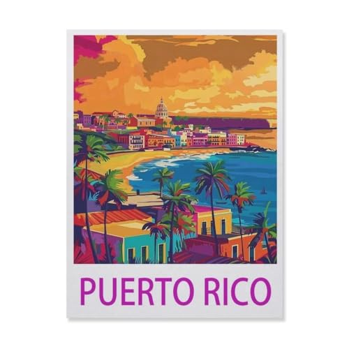 Puerto Rico-Puzzle, klassisches Puzzle, DIY-Set, Holzspielzeug, einzigartiges Geschenk, Heimdekoration (75 x 50 cm), FF16, 1000 Teile von YYHMKBYY