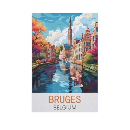 Puzzel Für Erwachsene Jigsaw Puzzle 1000，Brügge, Belgien，DIY Holz Puzzle Einzigartiges Geschenk Wohnkultur Stil（75x50cm）-FN85 von YYHMKBYY