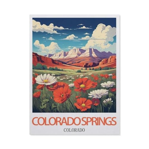 Puzzel Für Erwachsene Jigsaw Puzzle 1000，Colorado Springs Colorado Vintage Reiseplakate，DIY Papier Puzzle Einzigartiges Geschenk Wohnkultur Stil（38x26cm）-CD85 von YYHMKBYY