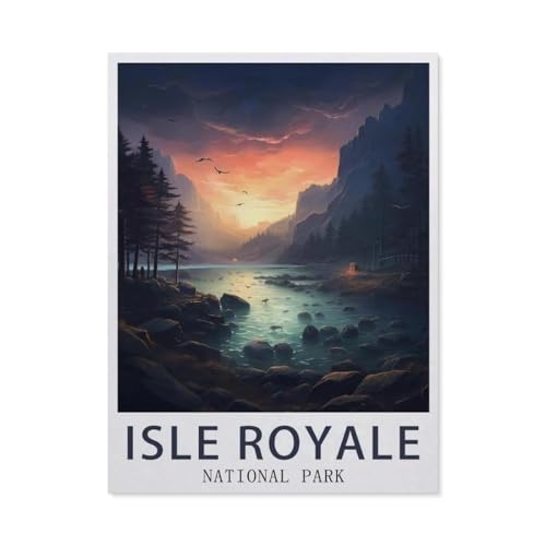 Puzzel Für Erwachsene Jigsaw Puzzle 1000，Isle Royale National Park Vintage-Reiseposter，DIY Holz Puzzle Einzigartiges Geschenk Wohnkultur Stil（75x50cm）-BA50 von YYHMKBYY