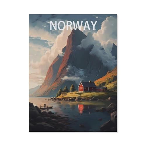 Puzzel Für Erwachsene Jigsaw Puzzle 1000，Norwegen, Berg, Vintage, Landschaft，DIY Holz Puzzle Einzigartiges Geschenk Wohnkultur Stil（75x50cm）-AM55 von YYHMKBYY