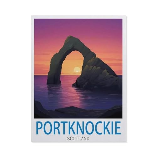 Puzzel Für Erwachsene Jigsaw Puzzle 1000，Portknockie, Schottland – Vintage Reiseplakat，DIY Holz Puzzle Einzigartiges Geschenk Wohnkultur Stil（75x50cm）-DB30 von YYHMKBYY