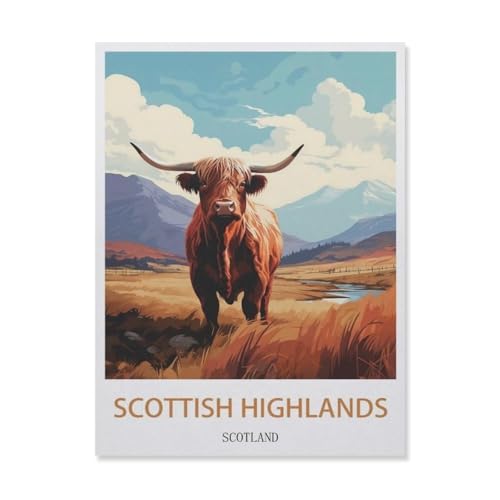 Puzzel Für Erwachsene Jigsaw Puzzle 1000，Scottish Highlands, Schottland, Berg，DIY Papp Puzzle Einzigartiges Geschenk（75x50cm）-DU28 von YYHMKBYY