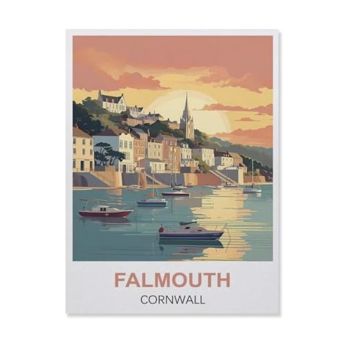 Puzzle, Falmouth Cornwall, aus Holz, moderne Heimdekoration, für Wohnzimmer, Büro, 1000 Teile (75 x 50 cm) - ES11 von YYHMKBYY