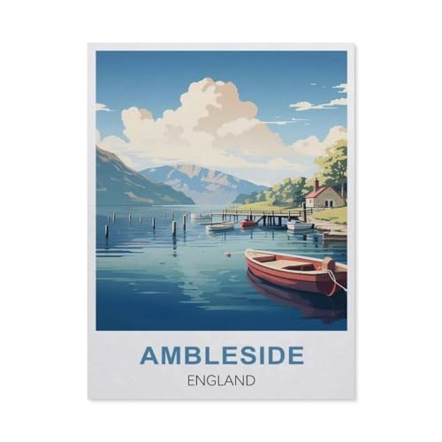 Puzzle，Ambleside, England – Vintage Reiseplakate，Für Kinder Und Erwachsene Holz Personalisiertes Puzzle-Spaß-Spiel 1000pcs（75x50cm）-DB20 von YYHMKBYY