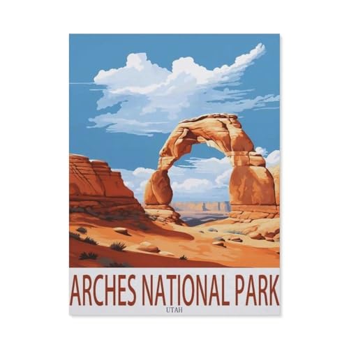 Puzzle，Arches National Park – Vintage Reiseplakat (Sandstein)，Für Kinder Und Erwachsene Holz Personalisiertes Puzzle-Spaß-Spiel 1000pcs（75x50cm）-CY28 von YYHMKBYY