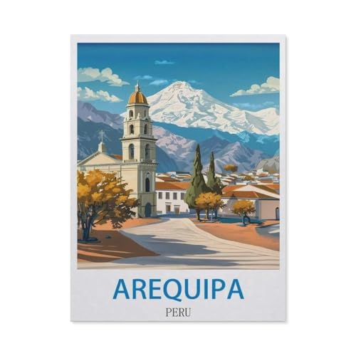Puzzle，Arequipa, Peru – Vintage Reiseplakate，Für Kinder Und Erwachsene Holz Personalisiertes Puzzle-Spaß-Spiel 1000pcs（75x50cm）-CX55 von YYHMKBYY