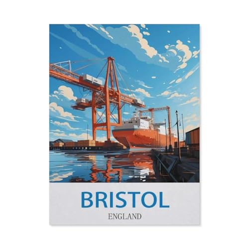 Puzzle，Bristol, England – Vintage Reiseplakat，Für Kinder Und Erwachsene Holz Personalisiertes Puzzle-Spaß-Spiel 1000pcs（75x50cm）-CW9 von YYHMKBYY