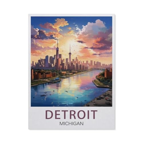 Puzzle，Detroit Michigan，Für Kinder Und Erwachsene Holz Personalisiertes Puzzle-Spaß-Spiel 1000pcs（75x50cm）-BF54 von YYHMKBYY