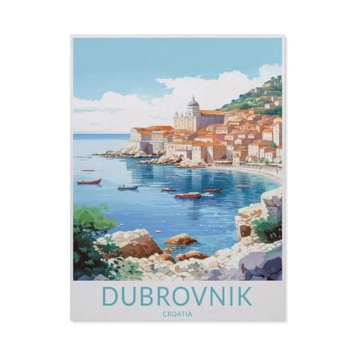 Puzzle，Dubrovnik Kroatien Vintage Reiseposter Küste，Für Kinder Und Erwachsene Holz Personalisiertes Puzzle-Spaß-Spiel 1000pcs（75x50cm）-AT7 von YYHMKBYY