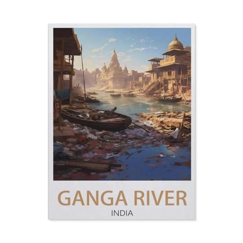 Puzzle，Ganges, Indien, Landschaft，Für Kinder Und Erwachsene Holz Personalisiertes Puzzle-Spaß-Spiel 1000pcs（75x50cm）-DX22 von YYHMKBYY