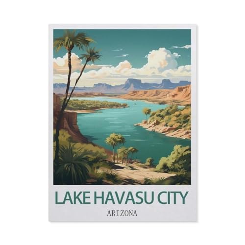 Puzzle，Lake Havasu City Arizona Vintage Reiseplakat，Für Kinder Und Erwachsene Holz Personalisiertes Puzzle-Spaß-Spiel 1000pcs（75x50cm）-CG67 von YYHMKBYY