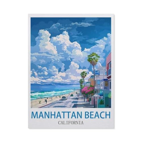 Puzzle，Manhattan Beach, California，Für Kinder Und Erwachsene Holz Personalisiertes Puzzle-Spaß-Spiel 1000pcs（75x50cm）-CI89 von YYHMKBYY
