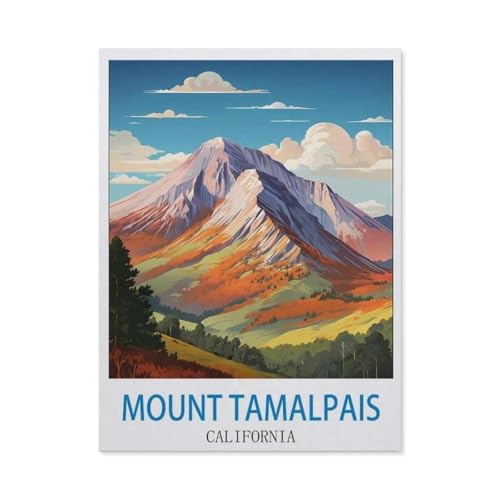 Puzzle，Mount Tamalpais, Kalifornien – Vintage Reiseplakate，Für Kinder Und Erwachsene Holz Personalisiertes Puzzle-Spaß-Spiel 1000pcs（75x50cm）-CT14 von YYHMKBYY