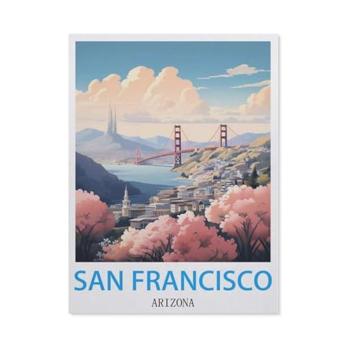 Puzzle，San Francisco Arizona Vintage Reiseplakate，Für Kinder Und Erwachsene Holz Personalisiertes Puzzle-Spaß-Spiel 1000pcs（75x50cm）-CD75 von YYHMKBYY