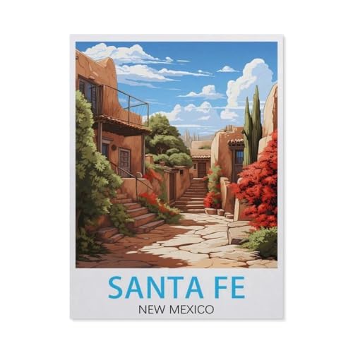 Puzzle，Santa Fe New Mexico Vintage-Reiseposter，Für Kinder Und Erwachsene Holz Personalisiertes Puzzle-Spaß-Spiel 1000pcs（75x50cm）-AL72 von YYHMKBYY