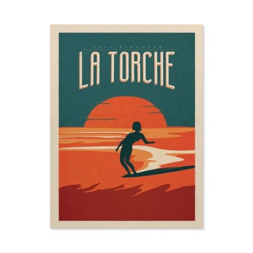Puzzle，Vintage Frankreich Reiseposter Pointe De La Torche Surfen，Für Kinder Und Erwachsene Holz Personalisiertes Puzzle-Spaß-Spiel 1000pcs（75x50cm）-BM87 von YYHMKBYY