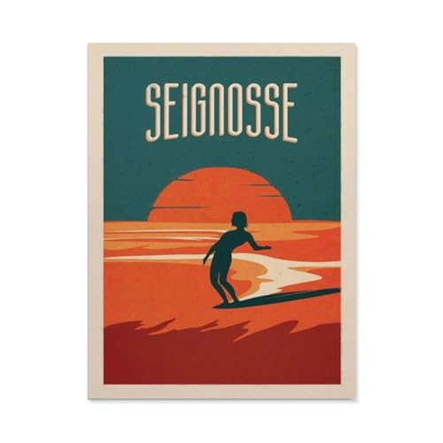 Puzzle，Vintage Frankreich Reiseposter Seignosse Surfen，Für Kinder Und Erwachsene Holz Personalisiertes Puzzle-Spaß-Spiel 1000pcs（75x50cm）-BO36 von YYHMKBYY