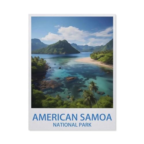 Puzzle 1000 Stück，American Samoa National Park – Vintage Reiseplakate (Strand)，Für Holz Erwachsene Spielzeug Dekompression Spiel（75x50cm）-CY23 von YYHMKBYY