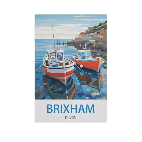 Puzzle 1000 Stück，Brixham, Devon，Klassische Puzzle 3D Puzzle DIY Kit Holz Spielzeug Einzigartiges Geschenk Wohnkultur（75x50cm）-FX50 von YYHMKBYY