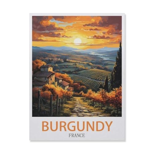 Puzzle 1000 Stück，Burgund, Frankreich, Sonnenuntergang，Für Holz Erwachsene Spielzeug Dekompression Spiel（75x50cm）-DU95 von YYHMKBYY