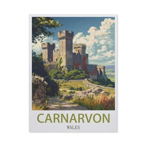 Puzzle 1000 Stück，Caernarfon Reiseposter, Wales，Holz Kinderspielzeug Dekompression Spiel（75x50cm）-BH59 von YYHMKBYY