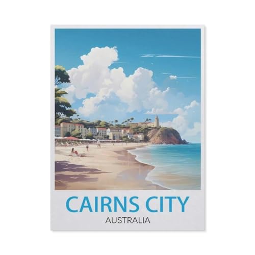 Puzzle 1000 Stück，Cairns City Australien Vintage-Reiseposter，Klassische Puzzle 3D Puzzle DIY Kit Papier Spielzeug Einzigartiges Geschenk Wohnkultur（38x26cm）-BF1 von YYHMKBYY