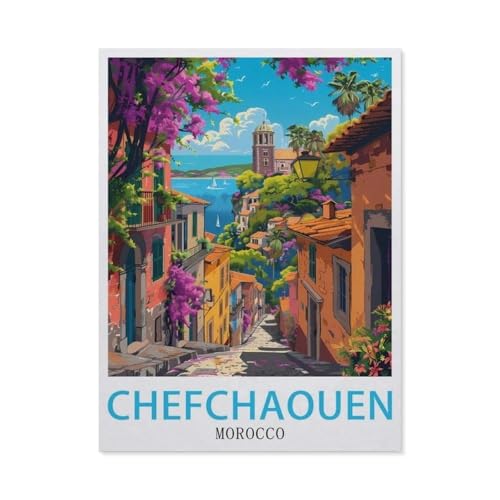 Puzzle 1000 Stück，Chefchaouen Marokko，Klassische Puzzle 3D Puzzle DIY Kit Papier Spielzeug Einzigartiges Geschenk Wohnkultur（38x26cm）-AZ87 von YYHMKBYY