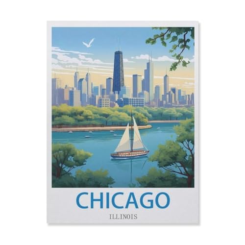 Puzzle 1000 Stück，Chicago, Illinois，Papier Kinderspielzeug Dekompression Spiel（38x26cm）-EJ52 von YYHMKBYY