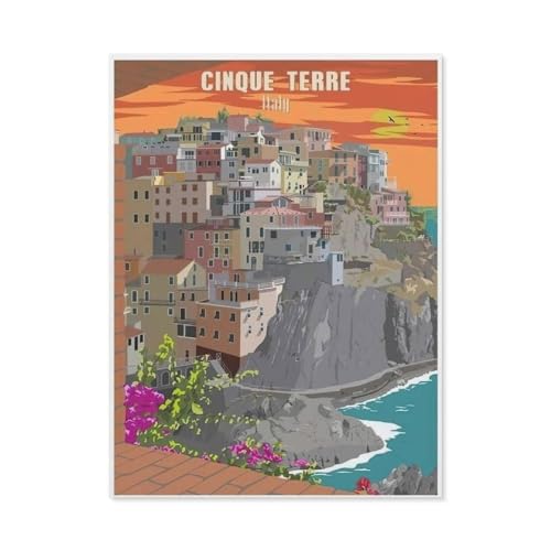 Puzzle 1000 Stück，Cinque Terre Vintage Reiseposter，Klassische Puzzle 3D Puzzle DIY Kit Papier Spielzeug Einzigartiges Geschenk Wohnkultur（50x70cm）-BJ42 von YYHMKBYY