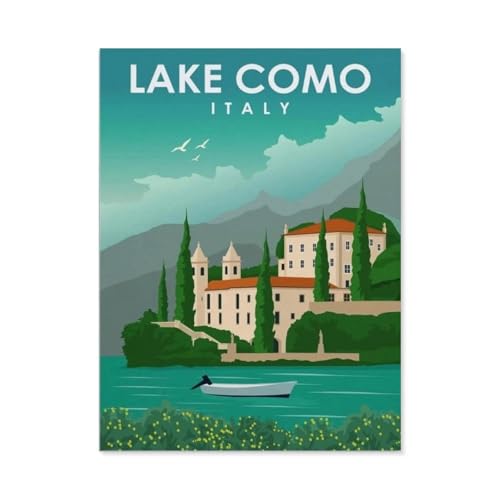 Puzzle 1000 Stück，Comer See Italien Vintage Reiseposter，Klassische Puzzle 3D Puzzle DIY Kit Papier Spielzeug Einzigartiges Geschenk Wohnkultur（38x26cm）-AK46 von YYHMKBYY