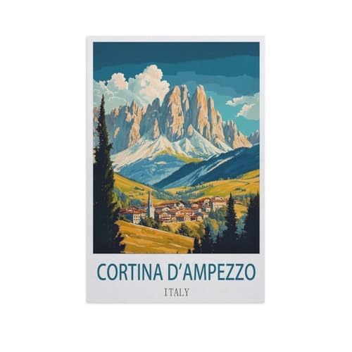 Puzzle 1000 Stück，Cortina d'Ampezzo, Italien，Klassische Puzzle 3D Puzzle DIY Kit Papier Spielzeug Einzigartiges Geschenk Wohnkultur（38x26cm）-FY23 von YYHMKBYY