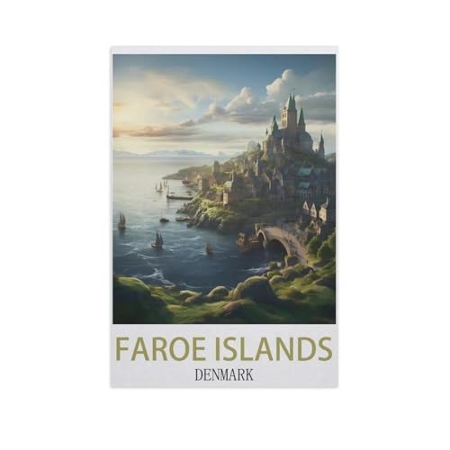 Puzzle 1000 Stück，Färöer, Dänemark，Für Holz Erwachsene Spielzeug Dekompression Spiel（75x50cm）-AN76 von YYHMKBYY