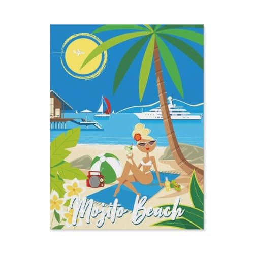 Puzzle 1000 Stück，Frankreich Strand Mädchen Skyline，Klassische Puzzle 3D Puzzle DIY Kit Holz Spielzeug Einzigartiges Geschenk Wohnkultur（75x50cm）-BQ2 von YYHMKBYY