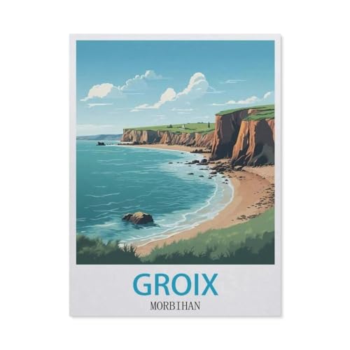Puzzle 1000 Stück，Groix Morbihan Vintage-Reiseposter，Klassische Puzzle 3D Puzzle DIY Kit Holz Spielzeug Einzigartiges Geschenk Wohnkultur（75x50cm）-BS94 von YYHMKBYY