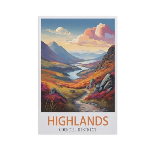 Puzzle 1000 Stück，Highlands Council District，Klassische Puzzle 3D Puzzle DIY Kit Holz Spielzeug Einzigartiges Geschenk Wohnkultur（75x50cm）-GJ97 von YYHMKBYY
