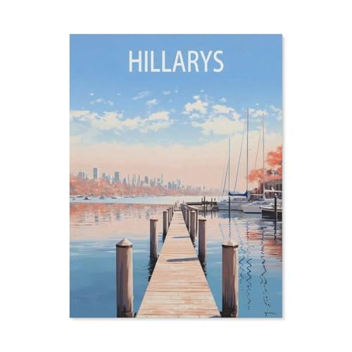 Puzzle 1000 Stück，Hillarys Reiseposter Westaustralien，Klassische Puzzle 3D Puzzle DIY Kit Papier Spielzeug Einzigartiges Geschenk Wohnkultur（38x26cm）-AO89 von YYHMKBYY