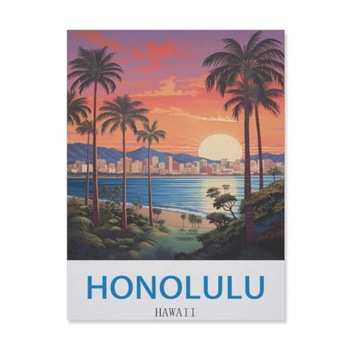 Puzzle 1000 Stück，Honolulu, Hawaii，Für Holz Erwachsene Spielzeug Dekompression Spiel（75x50cm）-EF13 von YYHMKBYY