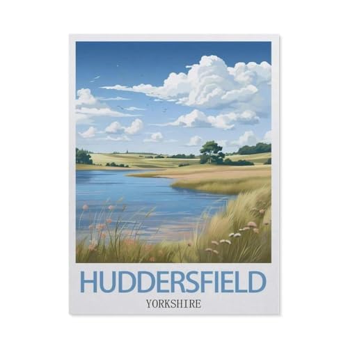 Puzzle 1000 Stück，Huddersfield Yorkshire Vintage Reiseplakate，Holz Kinderspielzeug Dekompression Spiel（75x50cm）-CF4 von YYHMKBYY