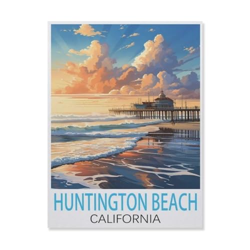 Puzzle 1000 Stück，Huntington Beach Kalifornien，Klassische Puzzle 3D Puzzle DIY Kit Holz Spielzeug Einzigartiges Geschenk Wohnkultur（75x50cm）-FJ57 von YYHMKBYY