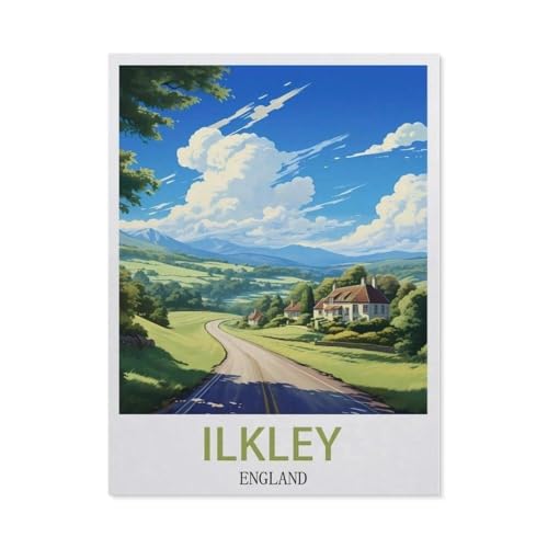 Puzzle 1000 Stück，Ilkley England Vintage Reiseplakat，Für Holz Erwachsene Spielzeug Dekompression Spiel（75x50cm）-CF16 von YYHMKBYY