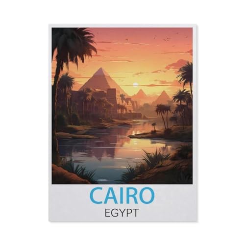 Puzzle 1000 Stück，Kairo Ägypten Vintage Reiseplakate，Klassische Puzzle 3D Puzzle DIY Kit Papier Spielzeug Einzigartiges Geschenk Wohnkultur（38x26cm）-CG14 von YYHMKBYY