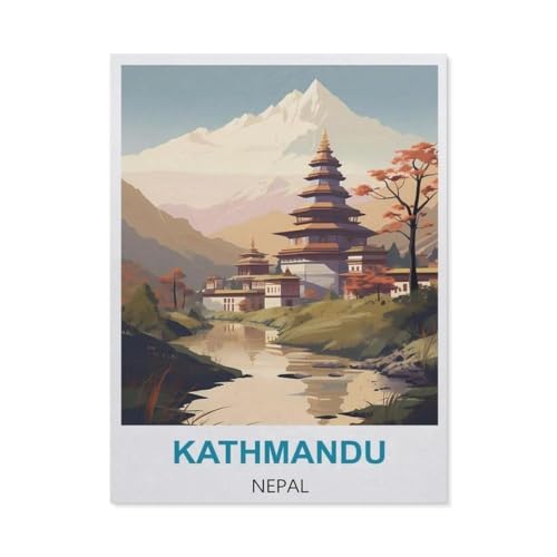 Puzzle 1000 Stück，Kathmandu Nepal Vintage Reiseplakat，Papier Kinderspielzeug Dekompression Spiel（50x70cm）-BW25 von YYHMKBYY